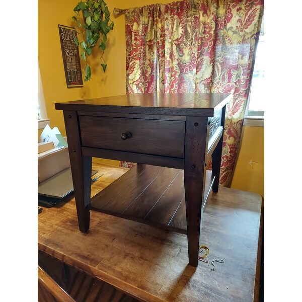 Lake House Rustic Brown Oak End Table Overstock 18089962