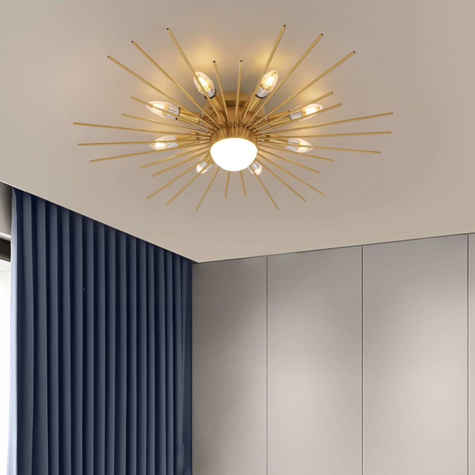 Semi Flush Mount Ceiling Fixture Golden Glam Light Fixture - 8