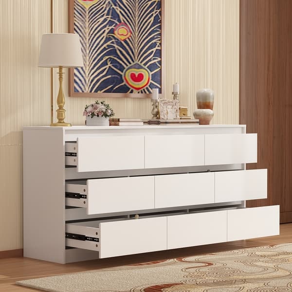 wayfair modern dresser Solid Wood With 6 Drawers, Natural Solid Wood 6 Drawer Dresser For Bedroom,45.3" Tall Mid Century Dresser For Living Room, Bedroom, or cozy bedding. Mercer41 Sybrand 6 - Drawer