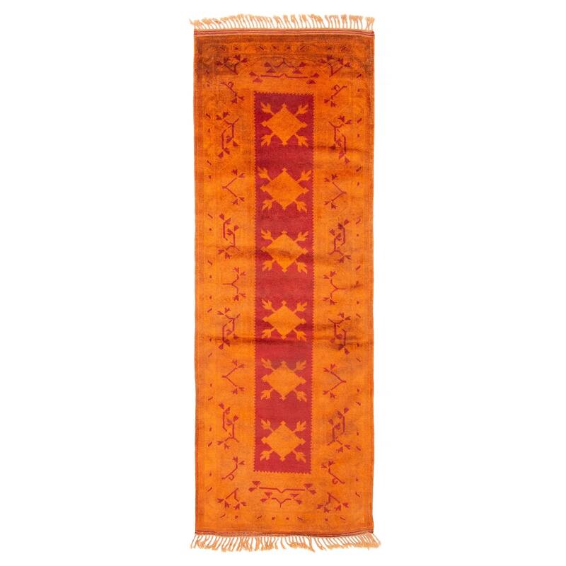ECARPETGALLERY Hand-knotted Color Transition Burnt Orange Wool Rug - 2'8 x 7'7 - Burnt Orange - 2'8 x 7'7