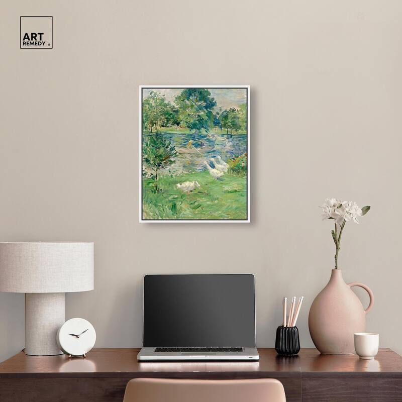 Morisot Girl in Boat with Geese Canvas by Art Remedy