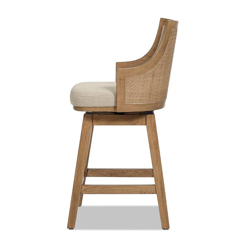 Bahama 26" Cane Rattan High-Back Swivel Counter Height Bar Stool