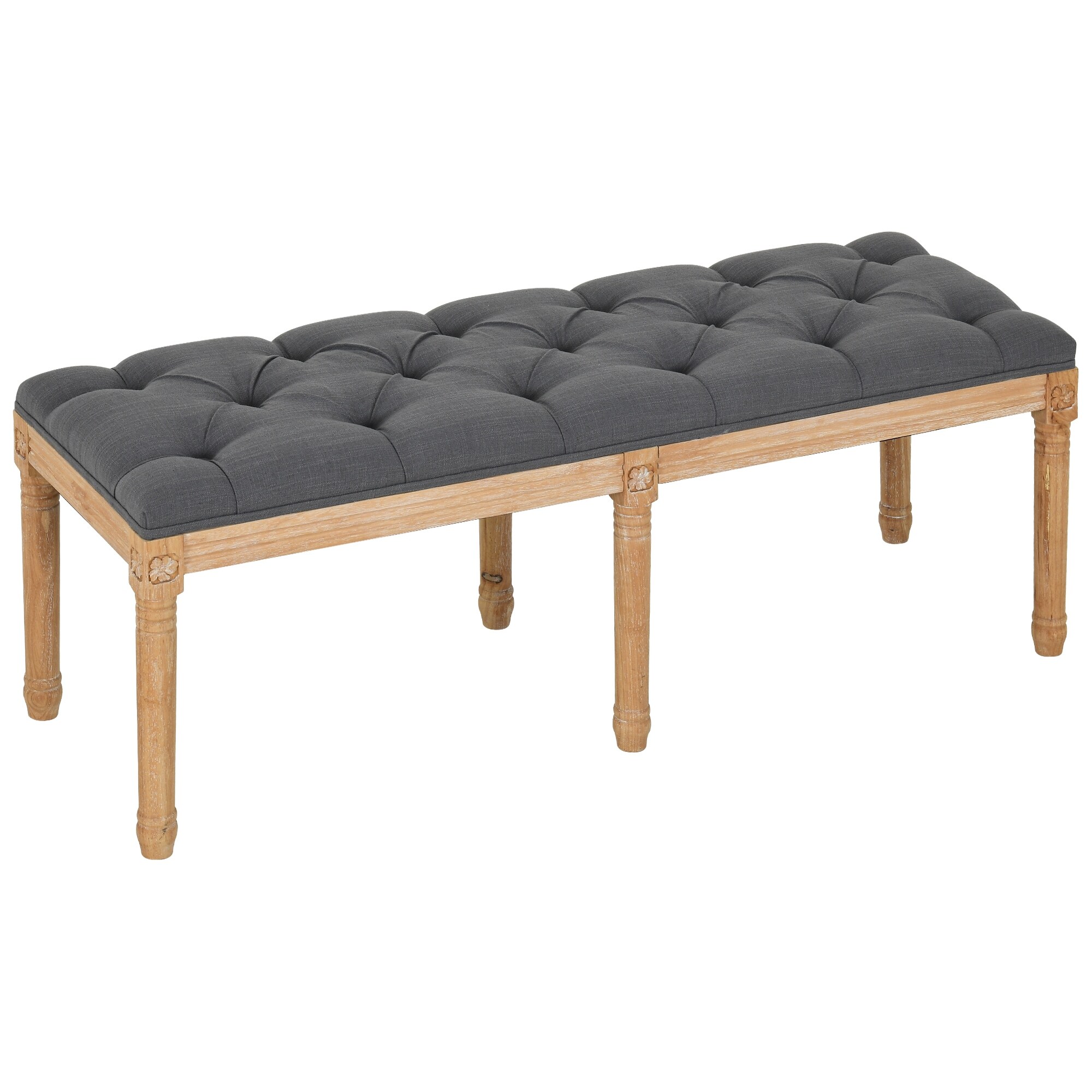 Upholstered Tufted Fabric Ottoman Bench with Rubber Wooden Legs On Sale Bed Bath Beyond 38368499