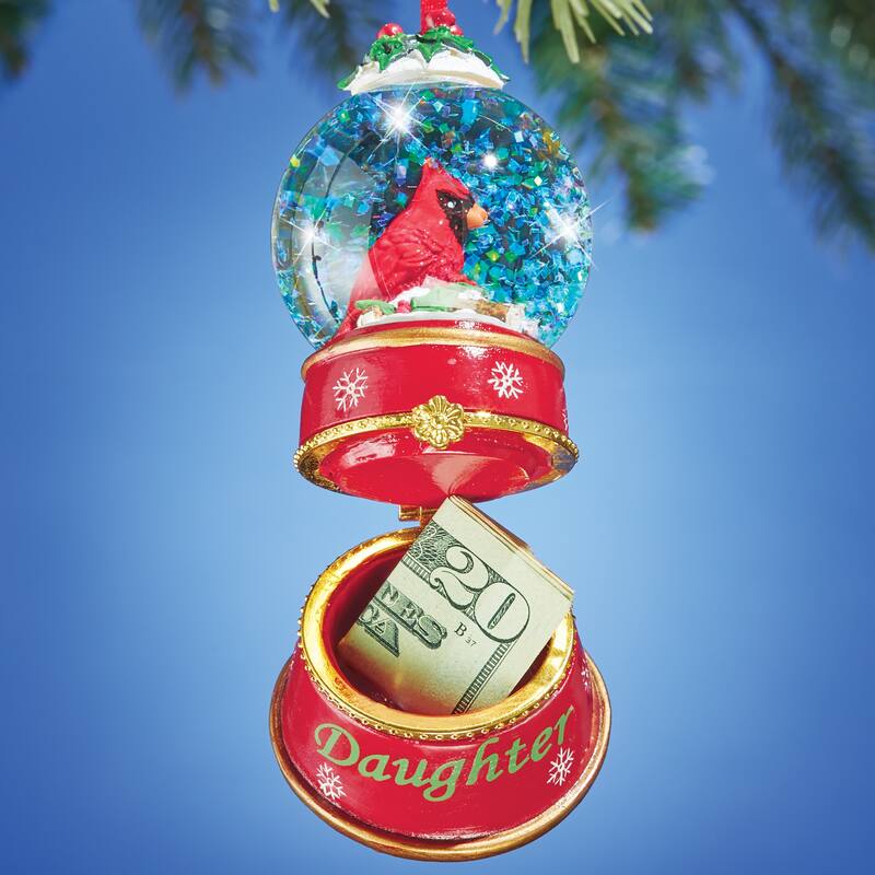 Children and Grandchildren Snow Globe Trinket Ornaments - 4.600 x 3.800 x 3.800
