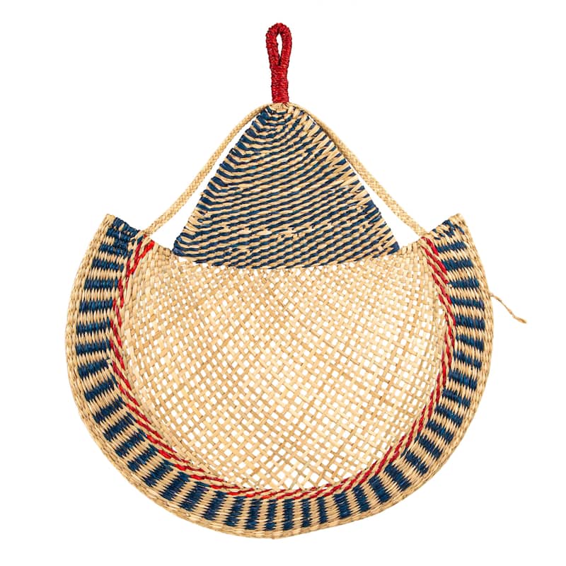 Hand-Woven Seagrass Fan/Wall Hanging, Natural and Multicolor
