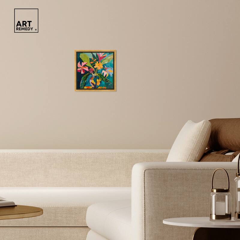 Art Remedy Vase Of Tropical Flowers Ii Framed Flowers In Vase Paintings