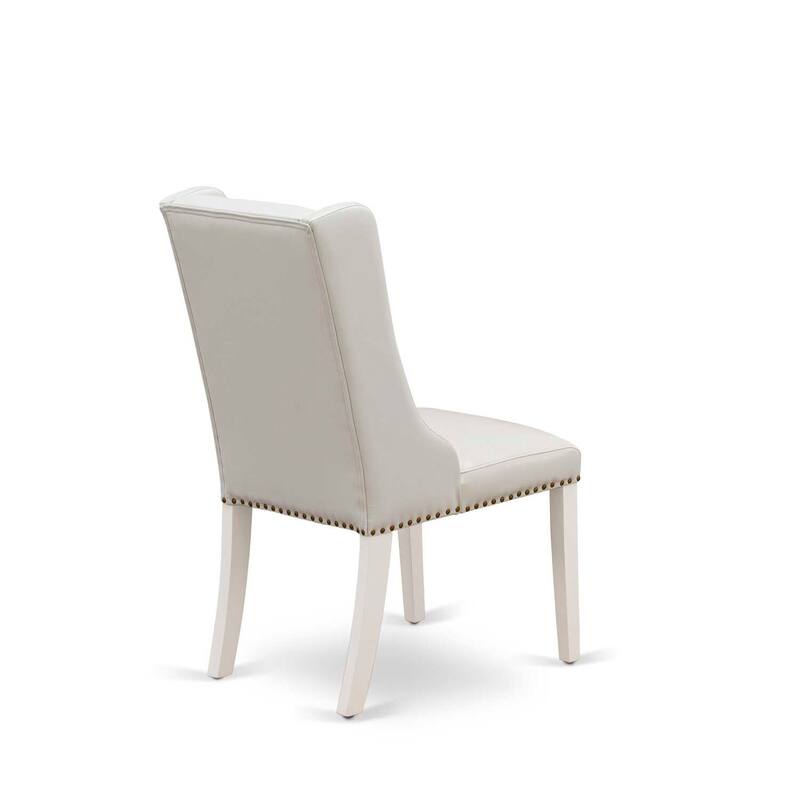 Mid Century Dining Chairs Set of 2, Light Grey Linen Fabric Button Tufted Back, Rubber Wood Legs
