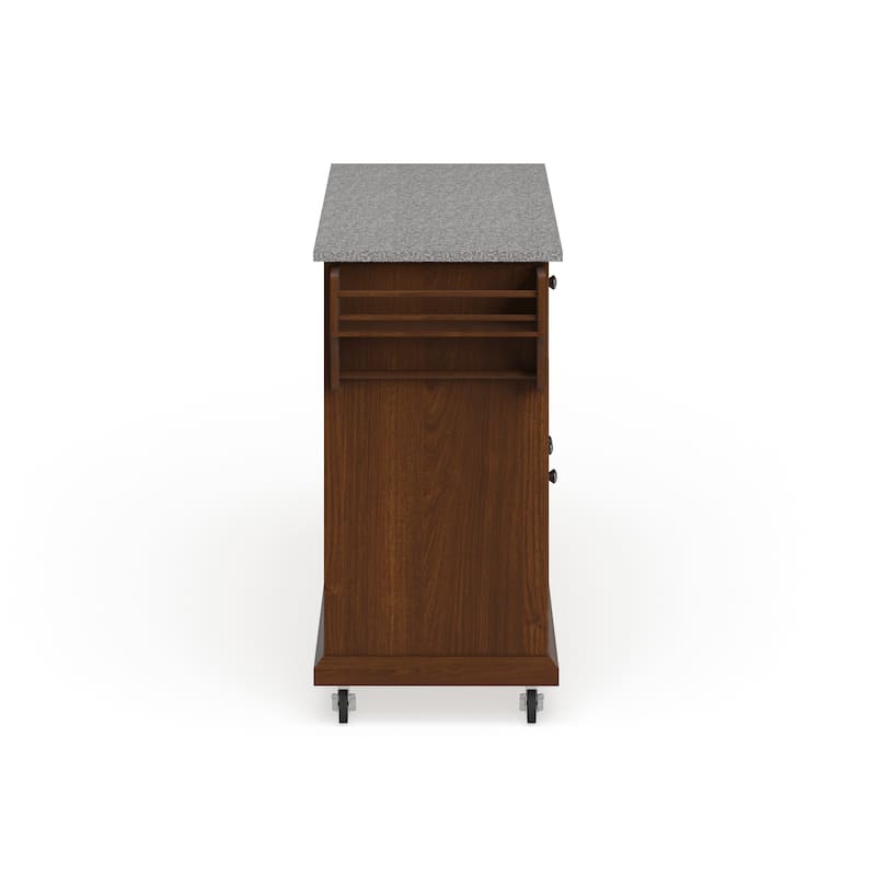 Crosley Full Size Granite Top Kitchen Cart in Cherry - 18"d x 51.5"w x 36"h