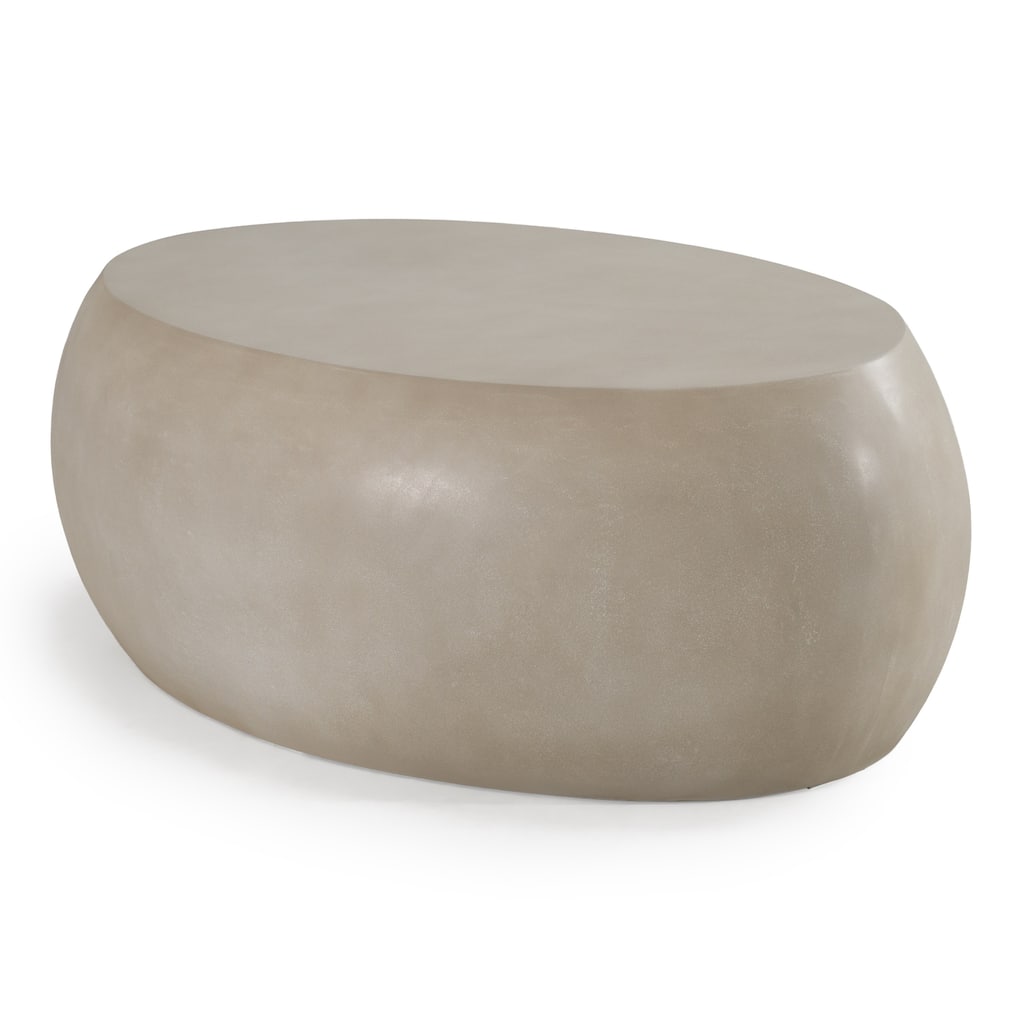 Denny Modern Beige Concrete Oval Coffee Table