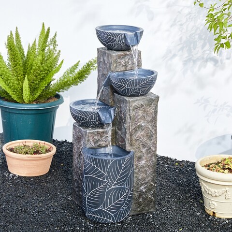 Glitzhome 32.75"H Oversized 4-Tier Resin Outdoor Fountain