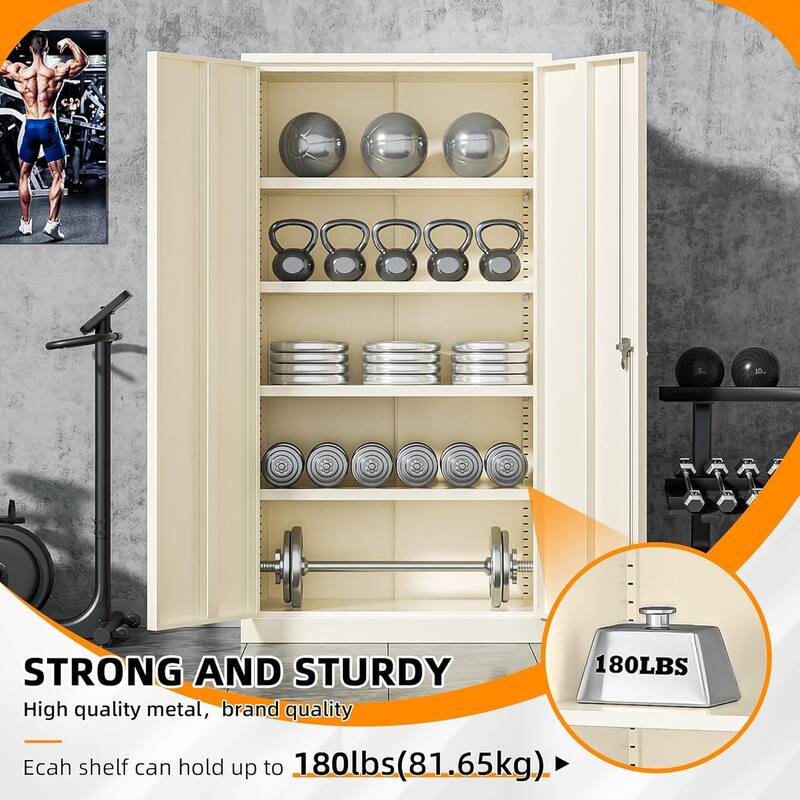 Garage Cabinet Tool Storage Workbenches with Locking Doors and Adjustable Shelves