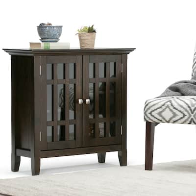 WYNDENHALL Freemont Solid Wood Transitional Low Storage Media Cabinet - 32"w x 14"d x 31" h