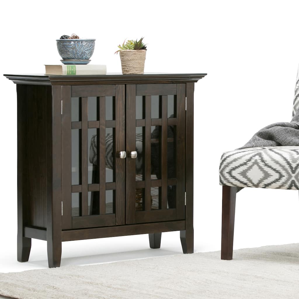 WYNDENHALL Freemont Solid Wood Transitional Low Storage Media Cabinet - 32"w x 14"d x 31" h