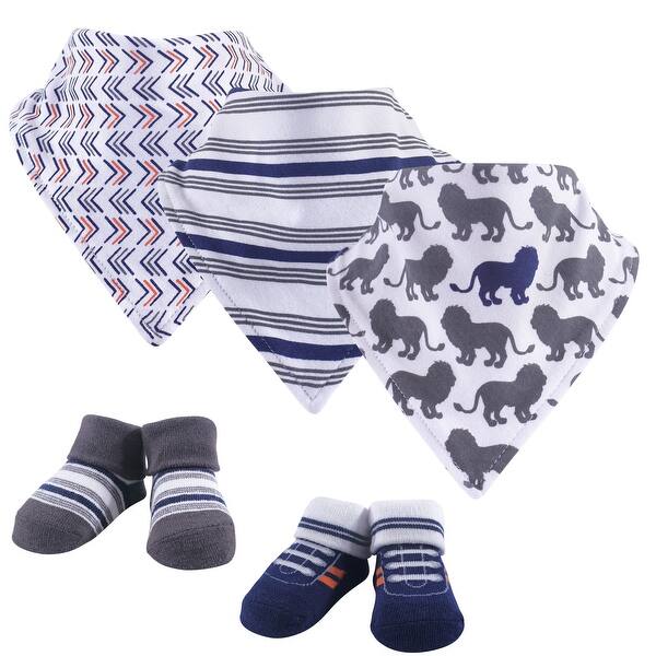 slide 1 of 1, Yoga Sprout Baby Boy Cotton Bandana Bibs and Socks 5pk, Lion, One Size - Lion - One Size One Size - Lion