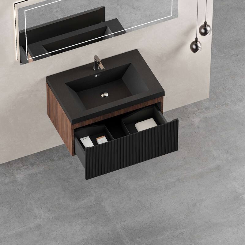 Wall Mounted Bathroom Vanity with Solid Surface Sink