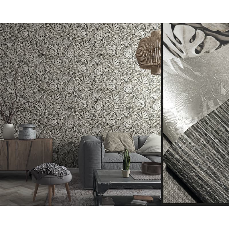 Galerie Wallcoverings Eden Collection Jungle Leaves Vinyl on Non-Woven Matte Wallpaper Roll