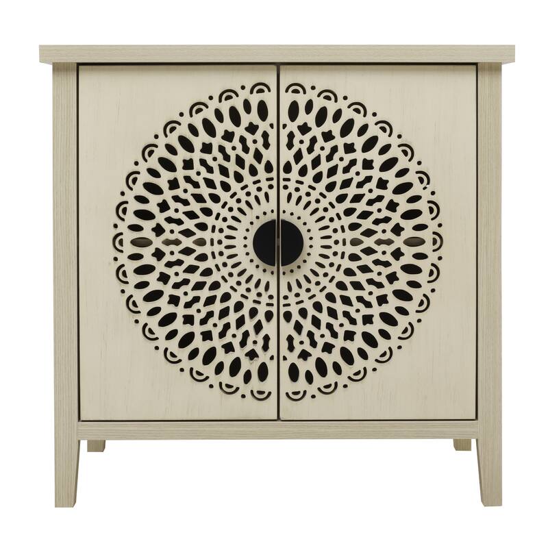 Waterproof Sideboard Buffet, Hollow-Carved 2 Door Accent Cabinet, Storage Cabinet with Adjustable Shelf
