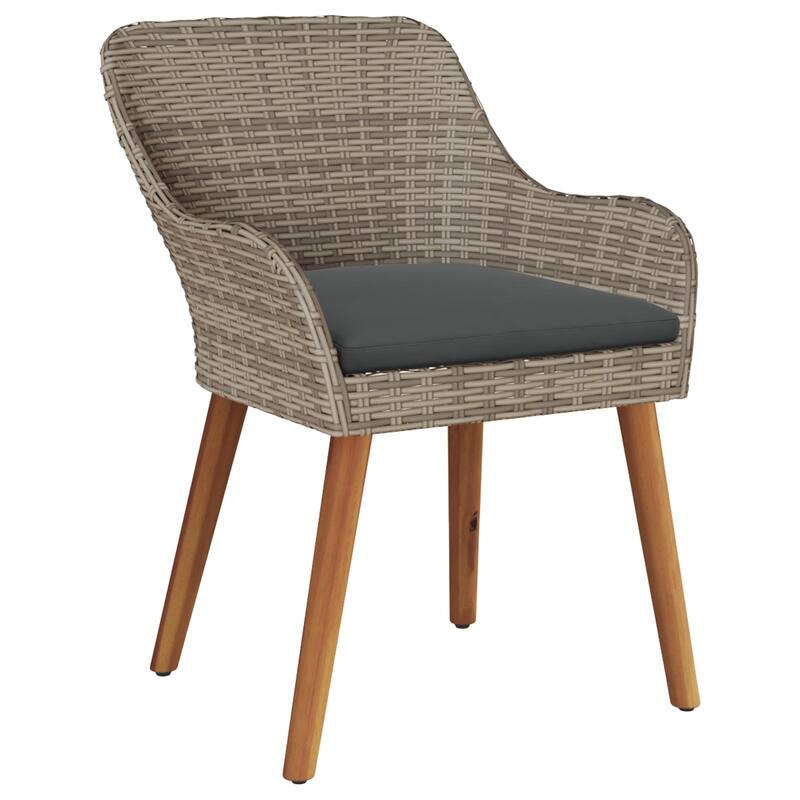 vidaXL Patio Chairs 2 Pcs Patio Wicker Dining Chair with Cushions Poly Rattan - 21.7 x 24.6 x 32.3