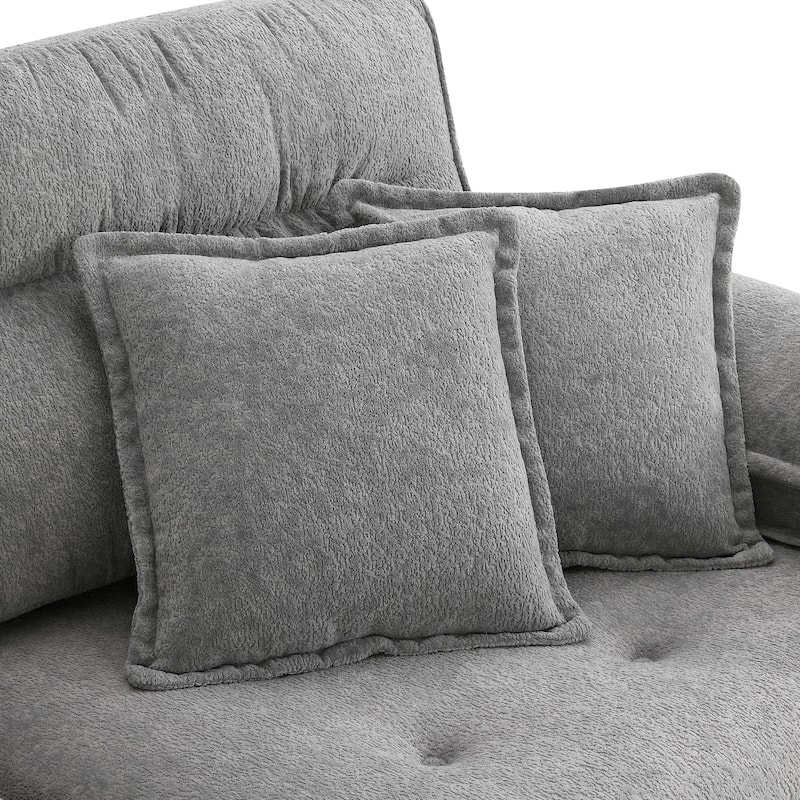 L Shaped Convertible Sectional Sofa,4 Seat Tufted Couch Set With Two-Tone Adjust Legs,Cloud Chenille Fabric,Movable Ottoman