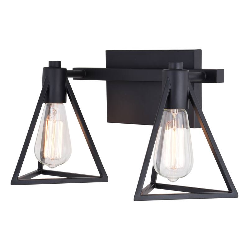 Ravenna Matte Black Contemporary Bathroom Vanity Lighting Fixture, Metal Cage Shade, Dimmable, LED Compatible, Over Mirror Mount