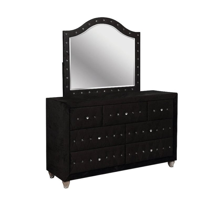 Glam Black Finish Bedroom Furniture Set with USB Port on Storage Round Bed