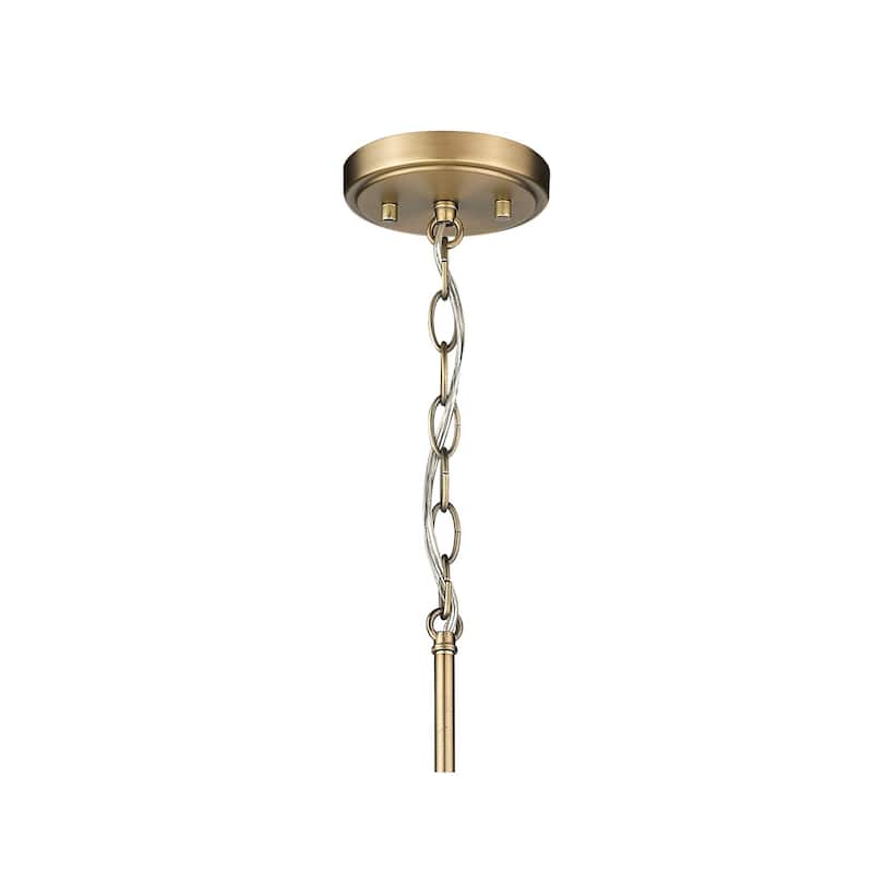 6 Light Mid Century Modern 25" x 25" Chandelier in Aged Brass