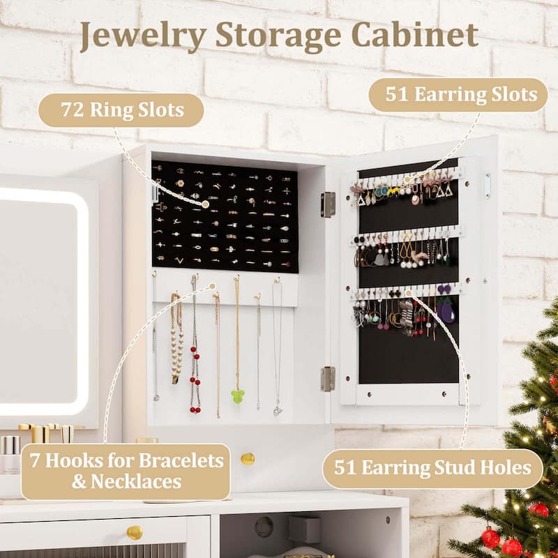Costway Vanity Set with Mirror and Lights 3 Lighting Modes & - See Details