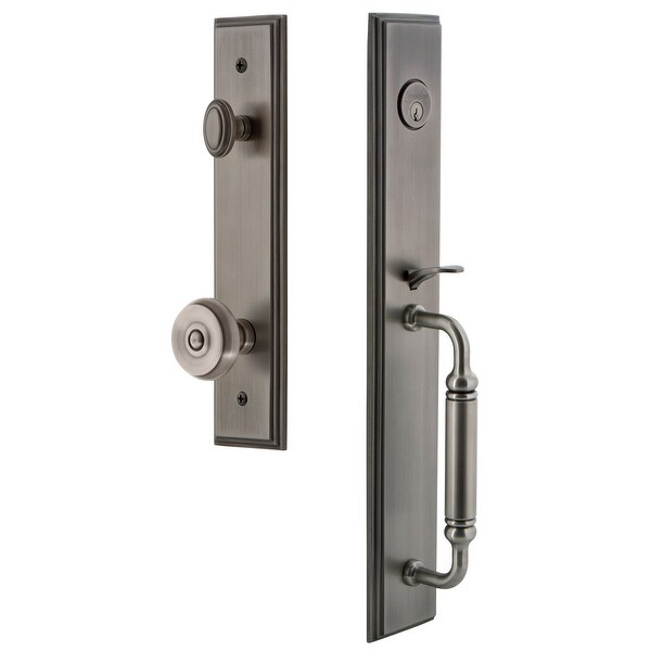 Grandeur CARCGRBOU_ESET_238 Carre Solid Brass Rose Keyed Entry Single Cylinder Full Plate "C" Grip Handleset with Bouton Knob
