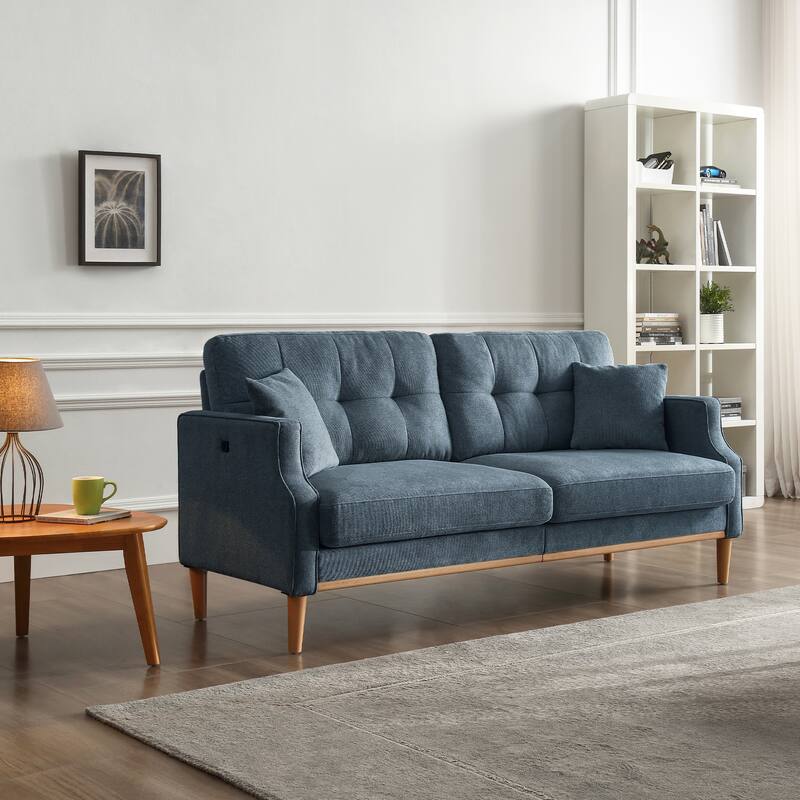Christopher Knight Home - Evelyn Button Tufted LoveSeat Sofa with High-Density Foam Cushions and USB Charging Port