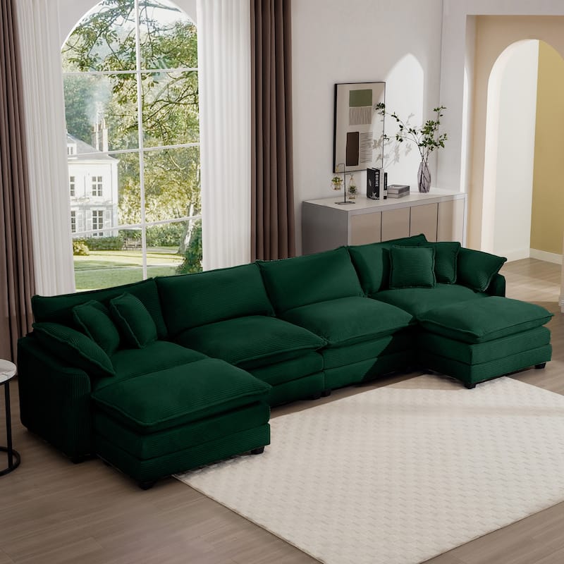 Corduroy Cloud Upholstered Modular Sectional Sofa, Free Combination