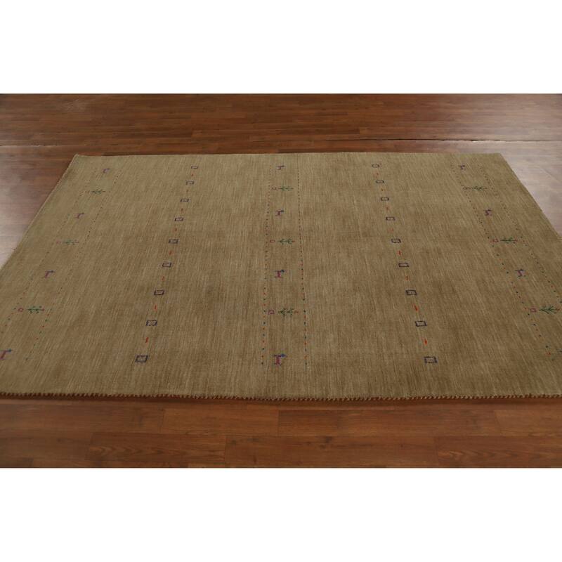 Hand Knotted Oriental 100% Wool Carpet Tribal Animal Pictorial Brown Gabbeh Area Rug - 7' 9'' X 4' 10''