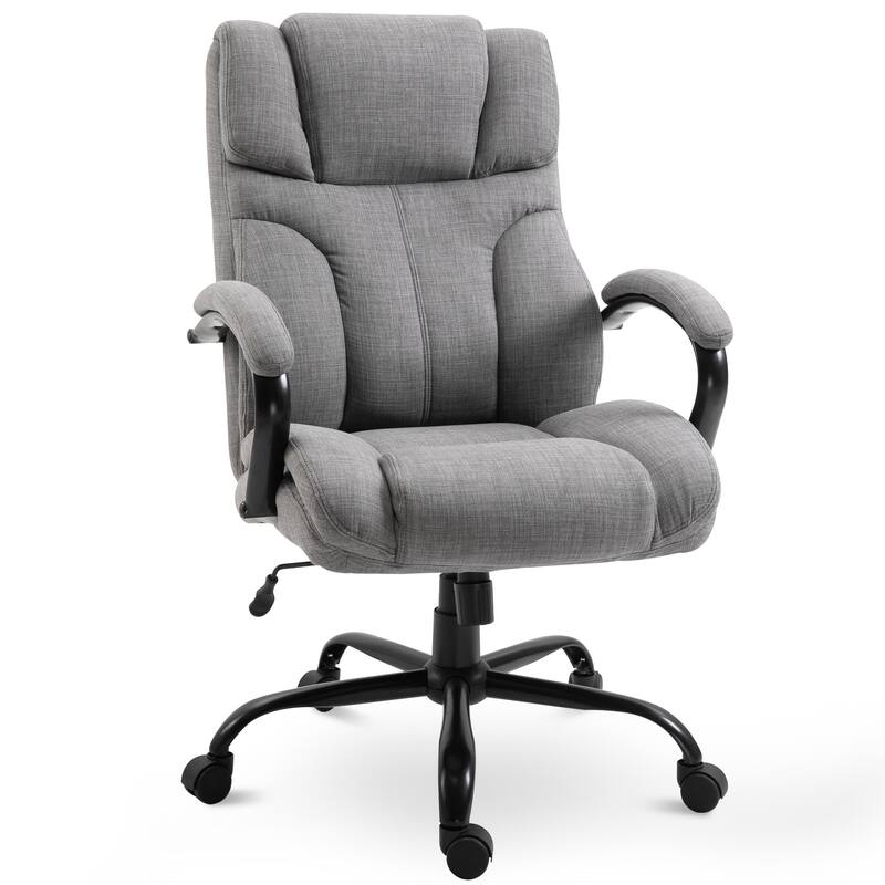 Vinsetto Swivel Ergonomic Big & Tall Office Computer Desk Chair with 5 Univeral Wheels & a Linen Finish