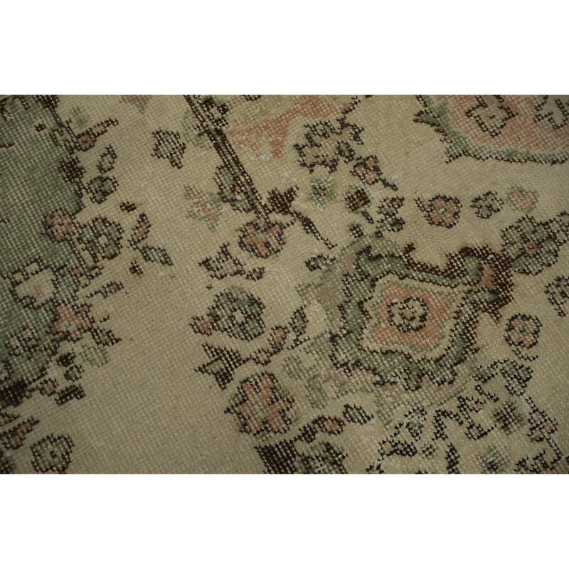 Hand Knotted Oriental 100% Wool Carpet Transitional Floral Beige & Ivories Anatolian Area Rug - 9' 2'' X 5' 3''
