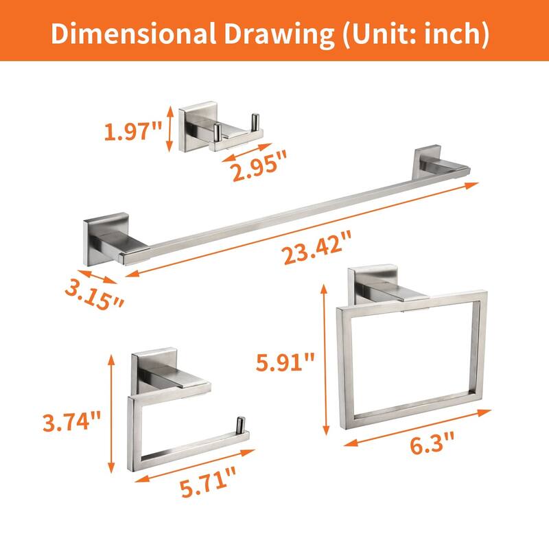 4 Piece Bathroom Hardware Set Wall Mount Bathroom Towel Holder Bar Set Bathroom Fixtures 304 Stainless Steel Bath Accessories