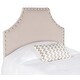 preview thumbnail 2 of 1, SAFAVIEH Denham Taupe Linen Upholstered Headboard - Silver Nailhead (Twin)