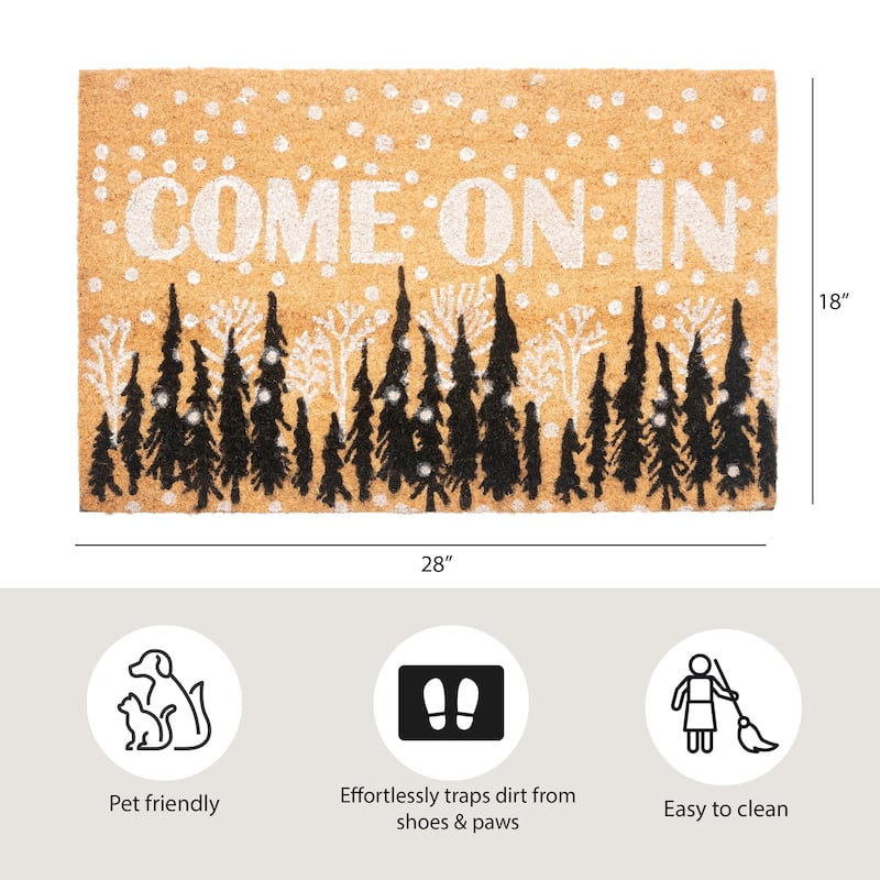 Creative Home Ideas 18" x28" Coir Indoor/Outdoor Doormat - Natural, White, Black Come On In