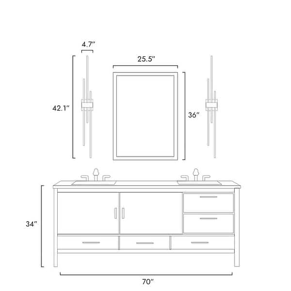 dimension image slide 0 of 2, Modern LED Gold Black 3-Light Wall Sconce Contemporary Vanity Light - L42.1" x W4.7"