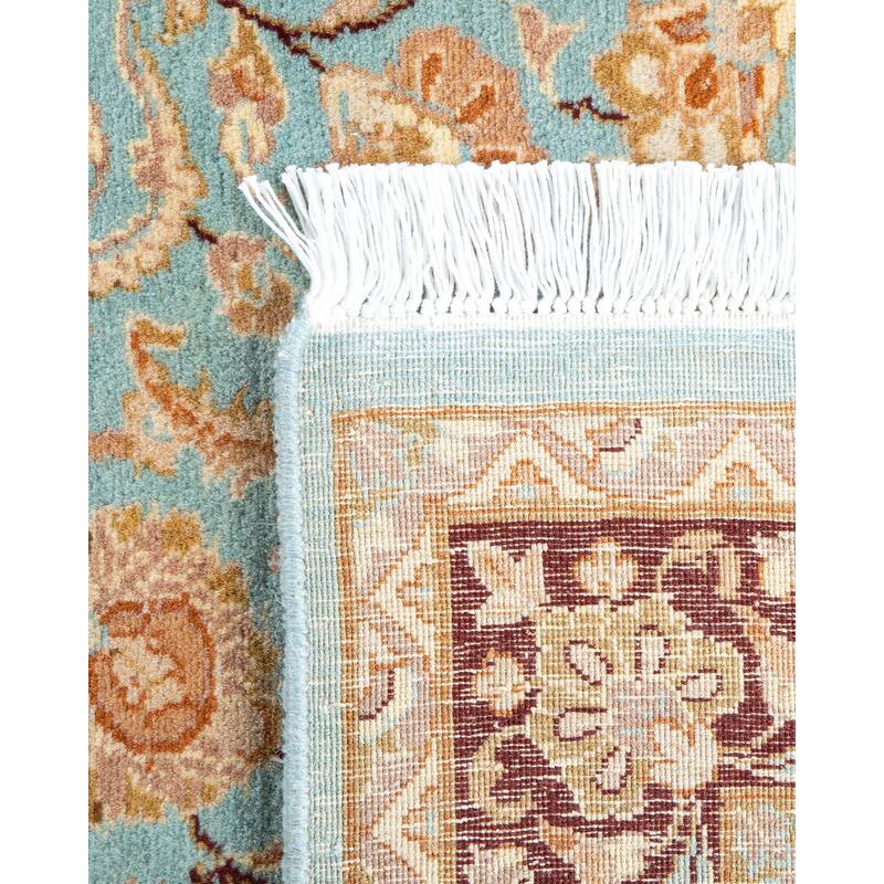 Overton Handknotted Wool Traditional Oriental Light Blue Area Rug - 3' x 5'