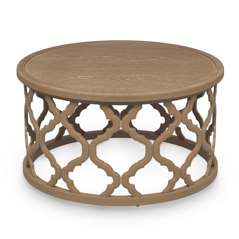 CO-Z 30" Rustic Farmhouse Round Coffee Table