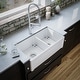 preview thumbnail 2 of 19, Karran 33" Double Bowl Panel Front Farmhouse Fireclay Kitchen Sink with Reversible Apron Front