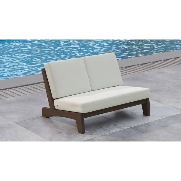 Outdoor Furniture Acacia Wood Armless Loveseat Sofa With Cushion