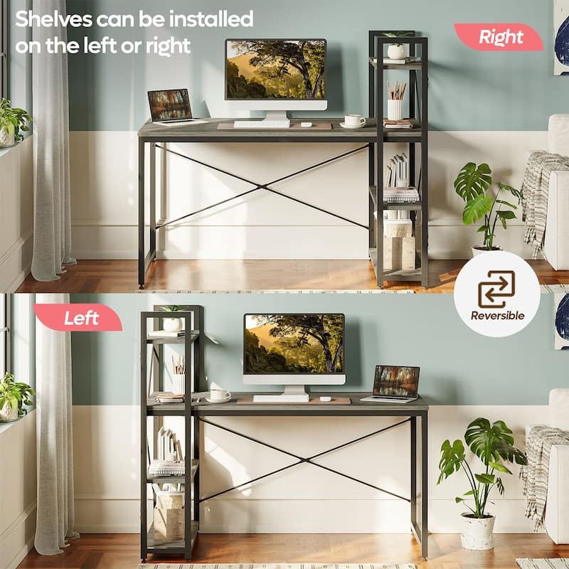 Computer Desk Home Office Computer Desk with 4 Shelves & Hooks