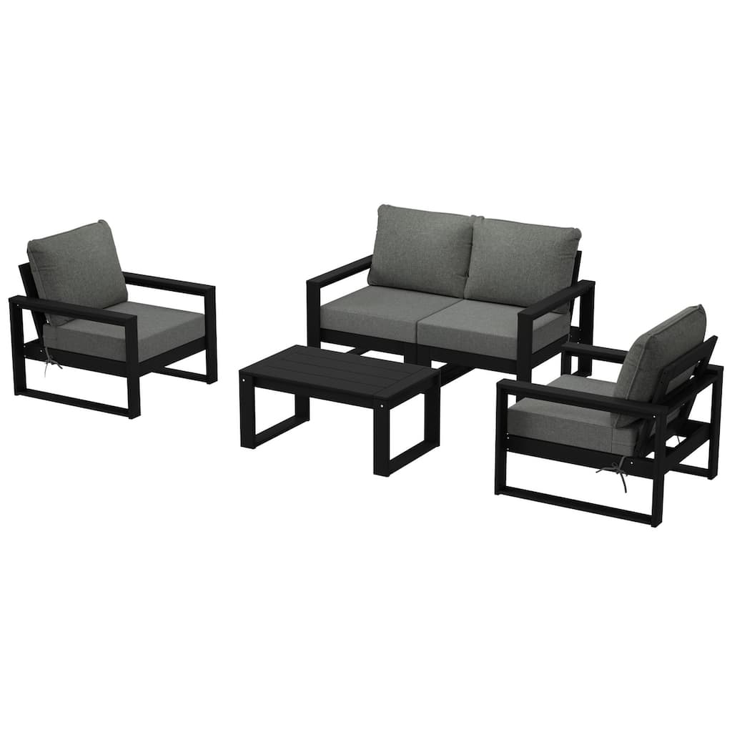 Endless Patio Sectional 5-Piece Deep Seating Set with Black Frame