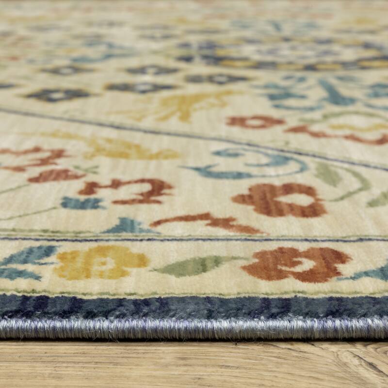 Style Haven Federica Bohemian Medallion Ivory/ Multi Fringe Edge Area Rug