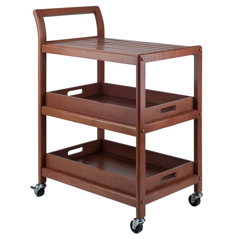 Albert 3-Tier Entertainment Cart, Walnut - 24.8 x 15.98 x 33.27 inches