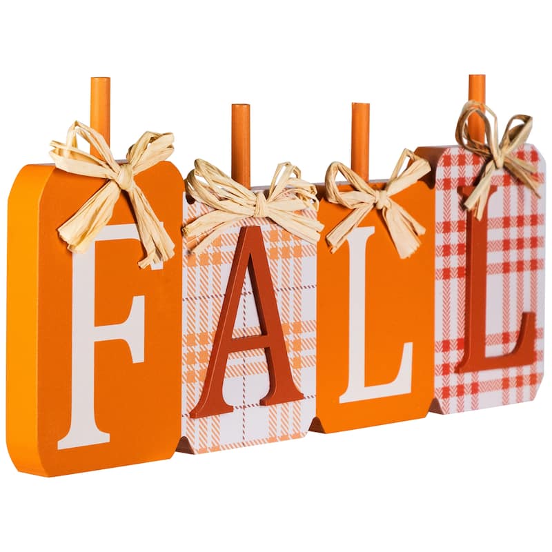 Plaid Pumpkins Wooden Fall Harvest Sign - 11"