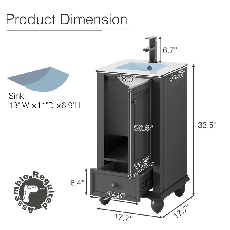 Bathroom Vanity with Sink Combo Set, Free Standing Bathroom Storage Cabinet