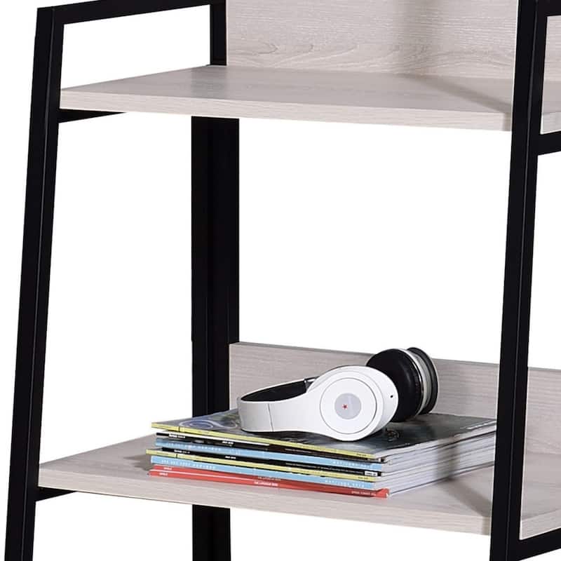 Vertical 3 Shelf Ladder Bookcase Metal Frame and Wood Shelves Perfect for Any Room - 37"H x 24"W x 16"D
