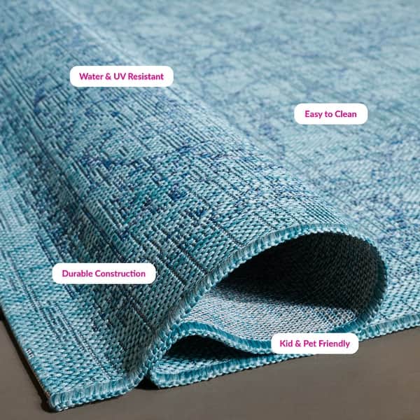 dimension image slide 1 of 10, SAFAVIEH Courtyard Aquata Indoor/ Outdoor Waterproof Patio Backyard Rug