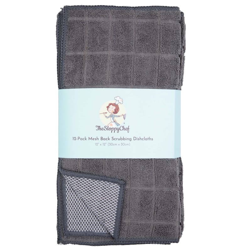 The Sloppy Chef Mesh Backed 12-Piece Dishcloths - 12x12